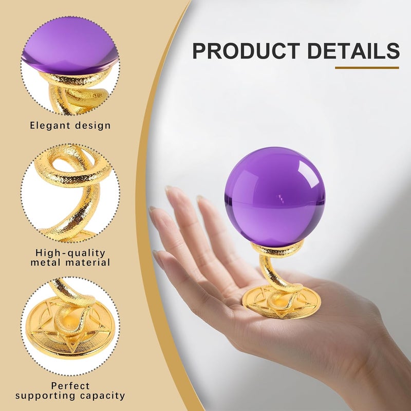 GeryVtee 4PCS Crystal Ball Stand Sphere Display Stand Metal Crystal Holder Balls Ornament Rack Holder Metal Base Snake Shape(Gold) - Image 3